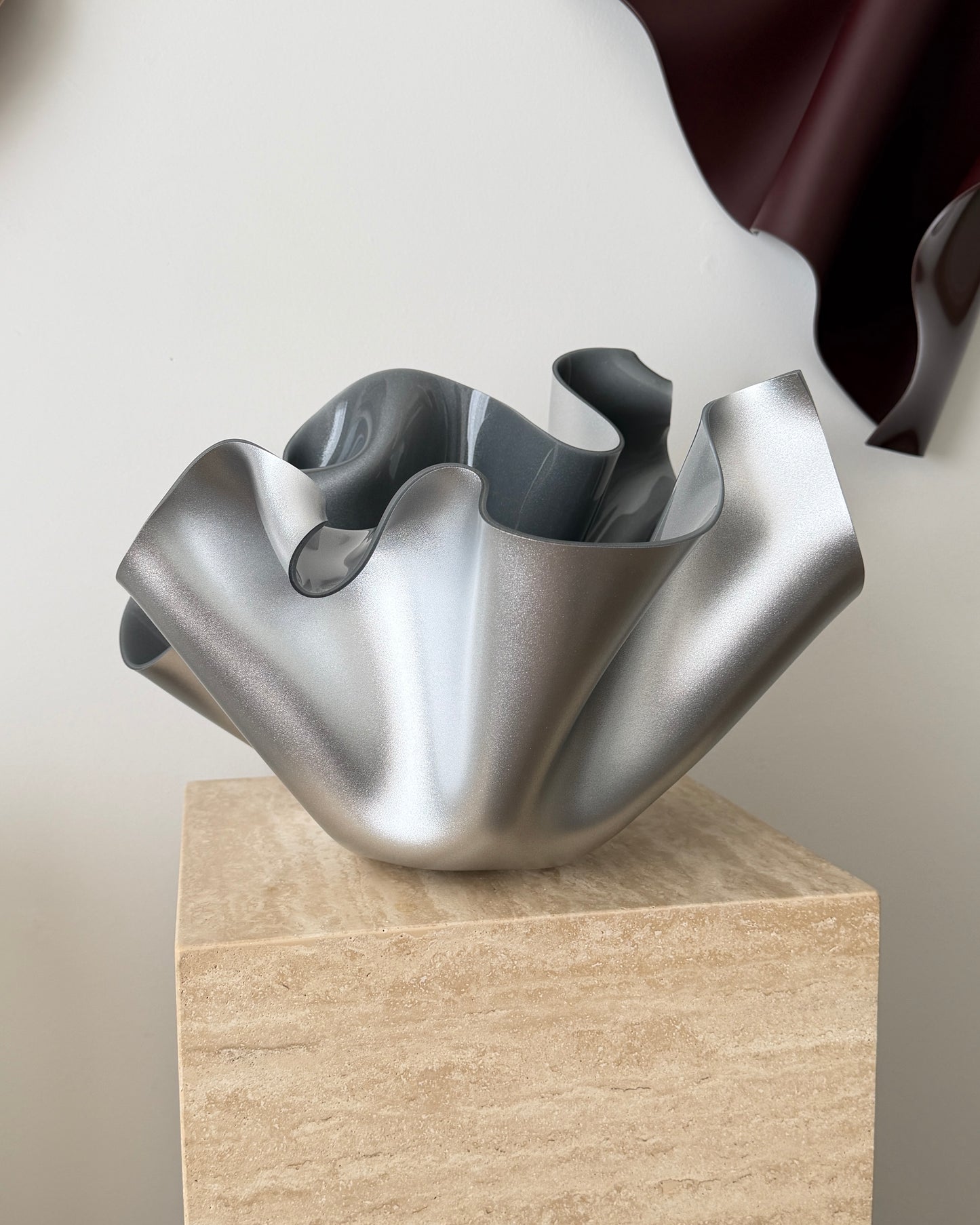 Silver Chrome-Look Sculptural Vessel