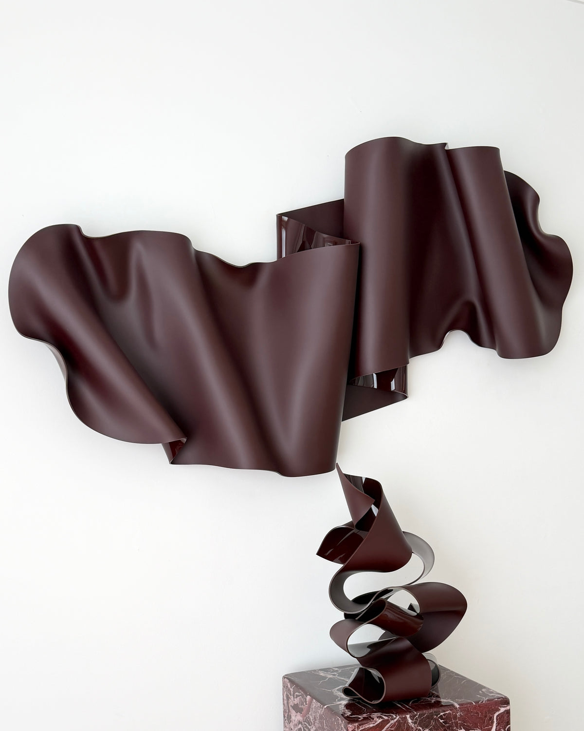 Chocolate-Burgundy Sculptural Wall Art