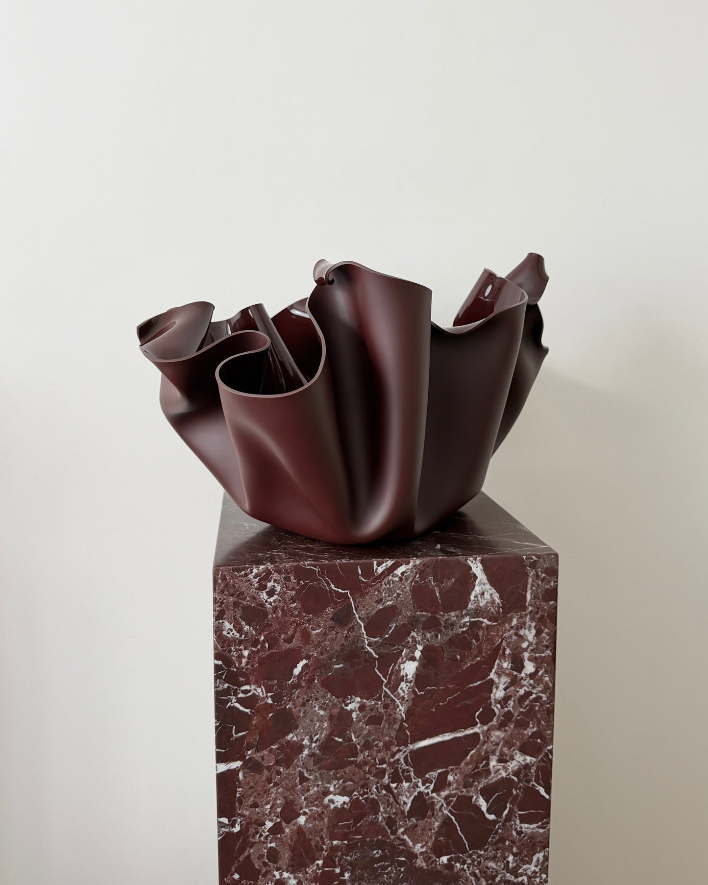 Chocolate-Burgundy Sculptural Vessel