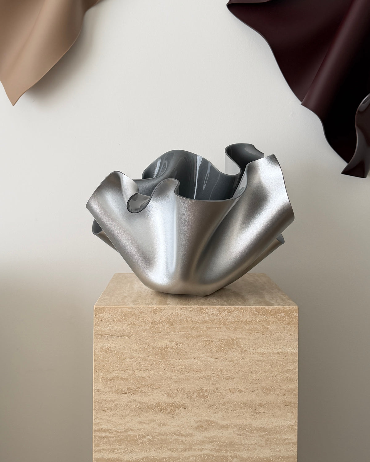 Silver Chrome-Look Sculptural Vessel