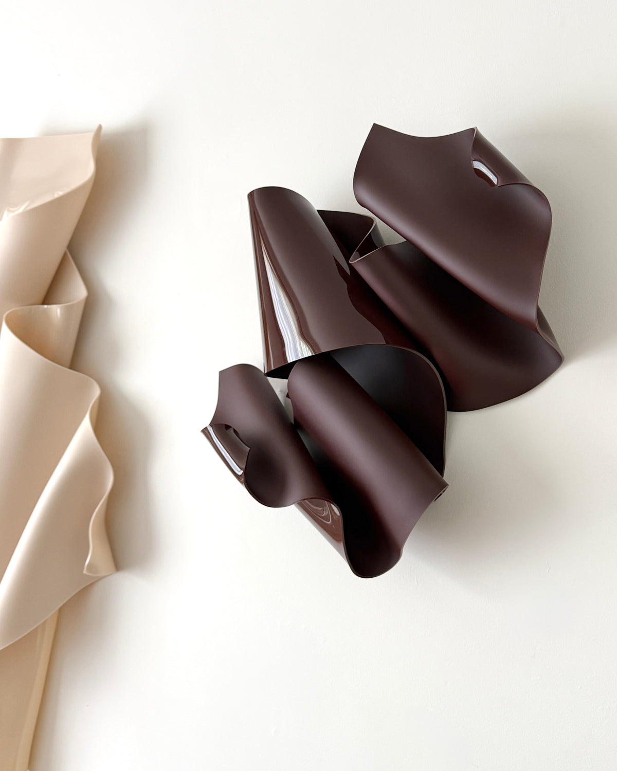 Chocolate-Burgundy Sculptural Wall Art