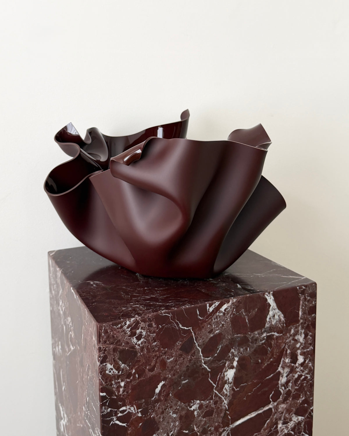 Chocolate-Burgundy Sculptural Vessel