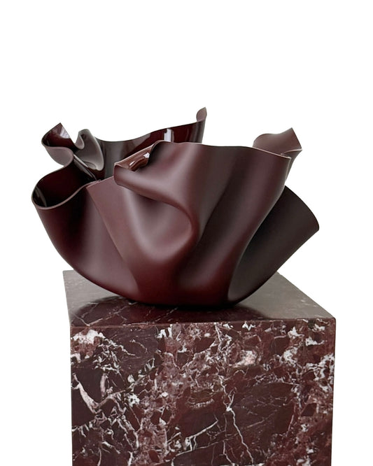 Chocolate-Burgundy Sculptural Vessel