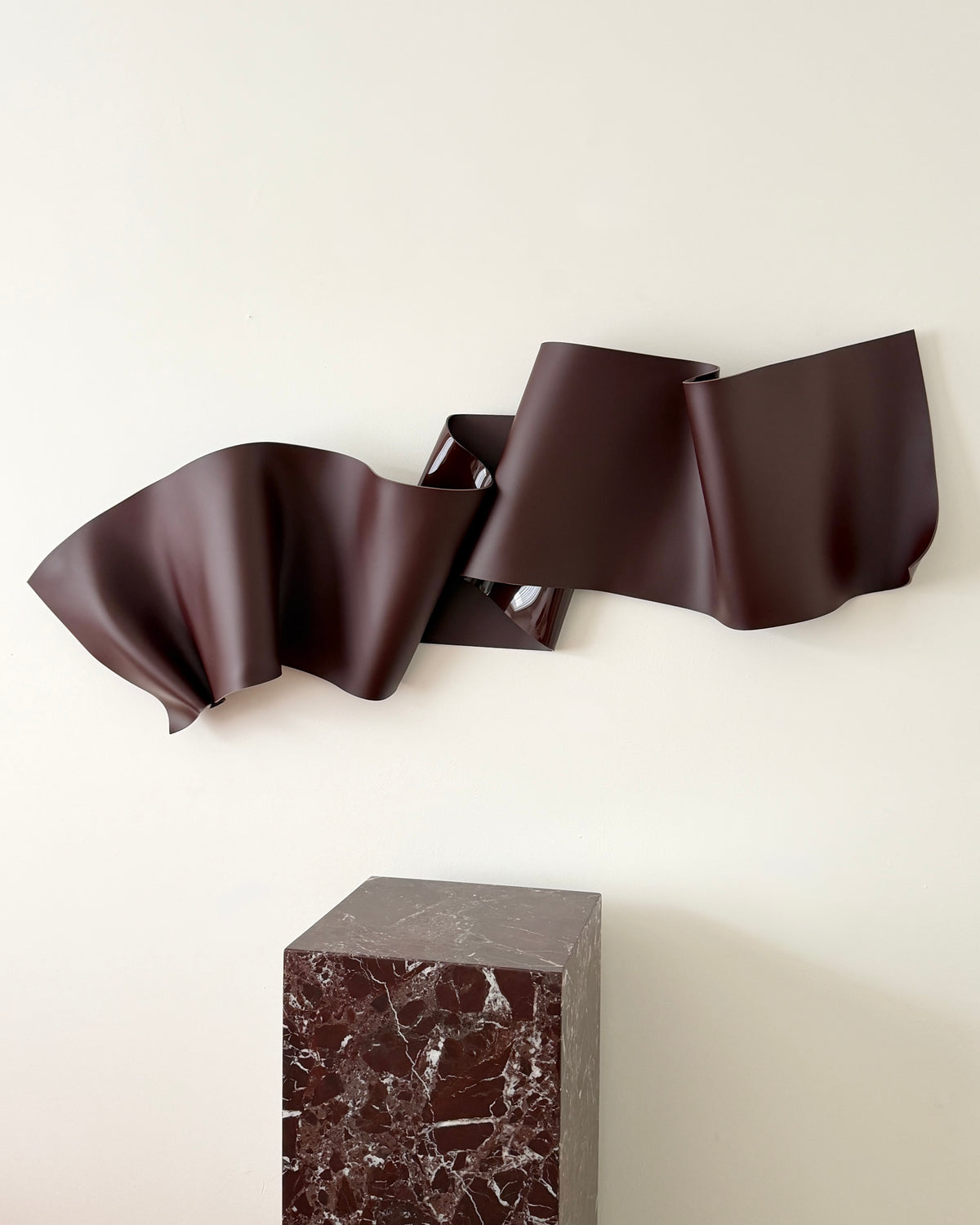Chocolate-Burgundy Sculptural Wall Art