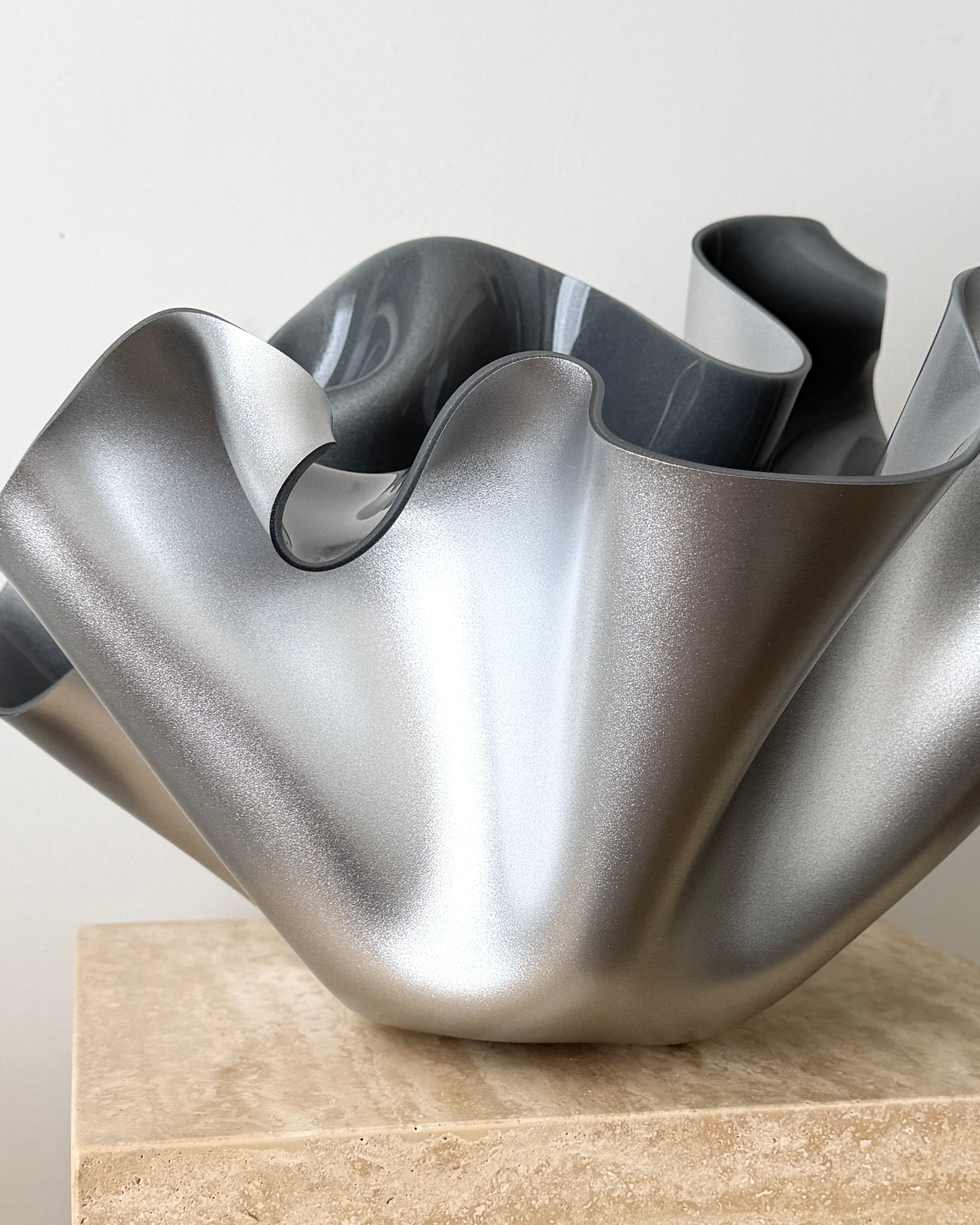 Silver Chrome-Look Sculptural Vessel