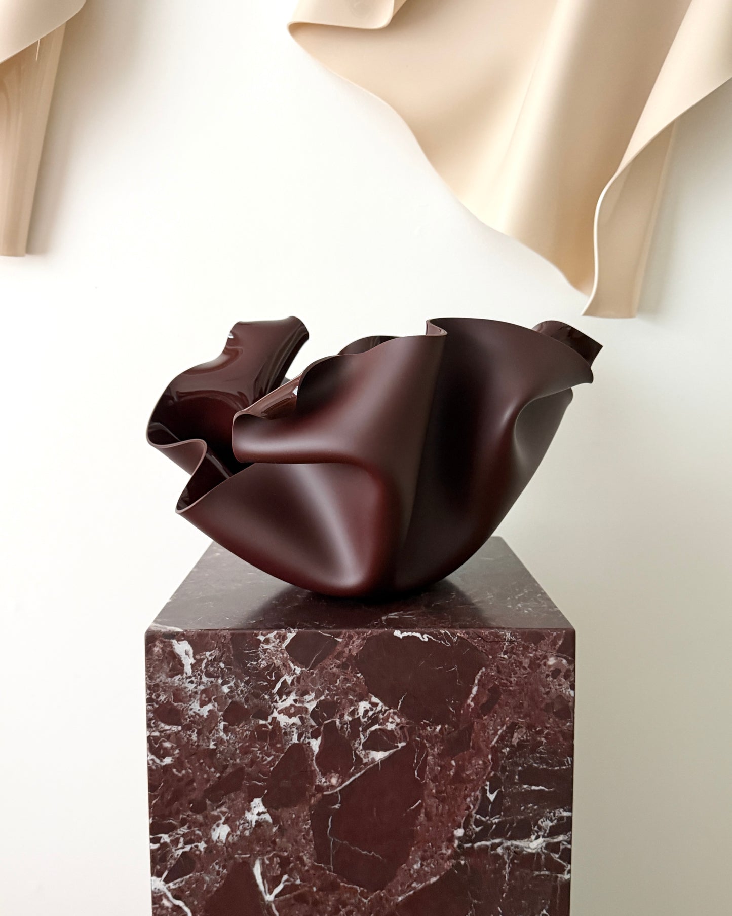 Sculptural Vessel. Chocolate-Burgundy