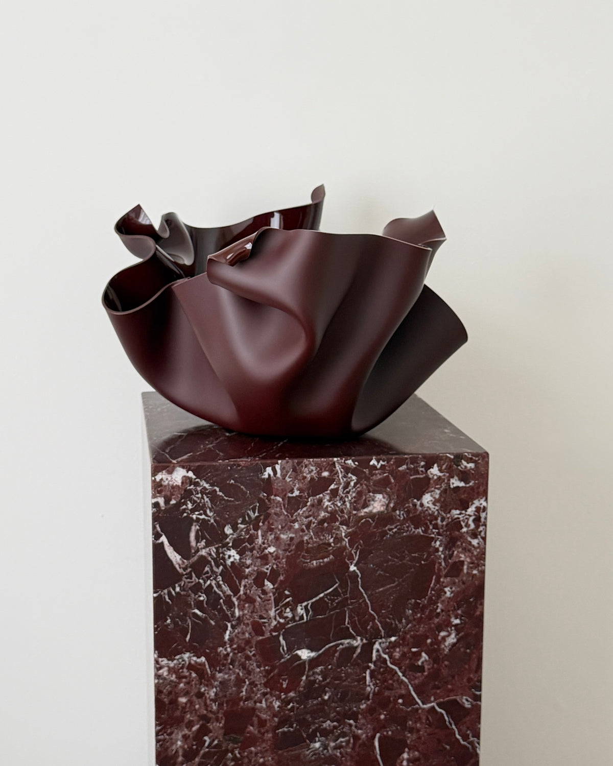 Chocolate-Burgundy Sculptural Vessel