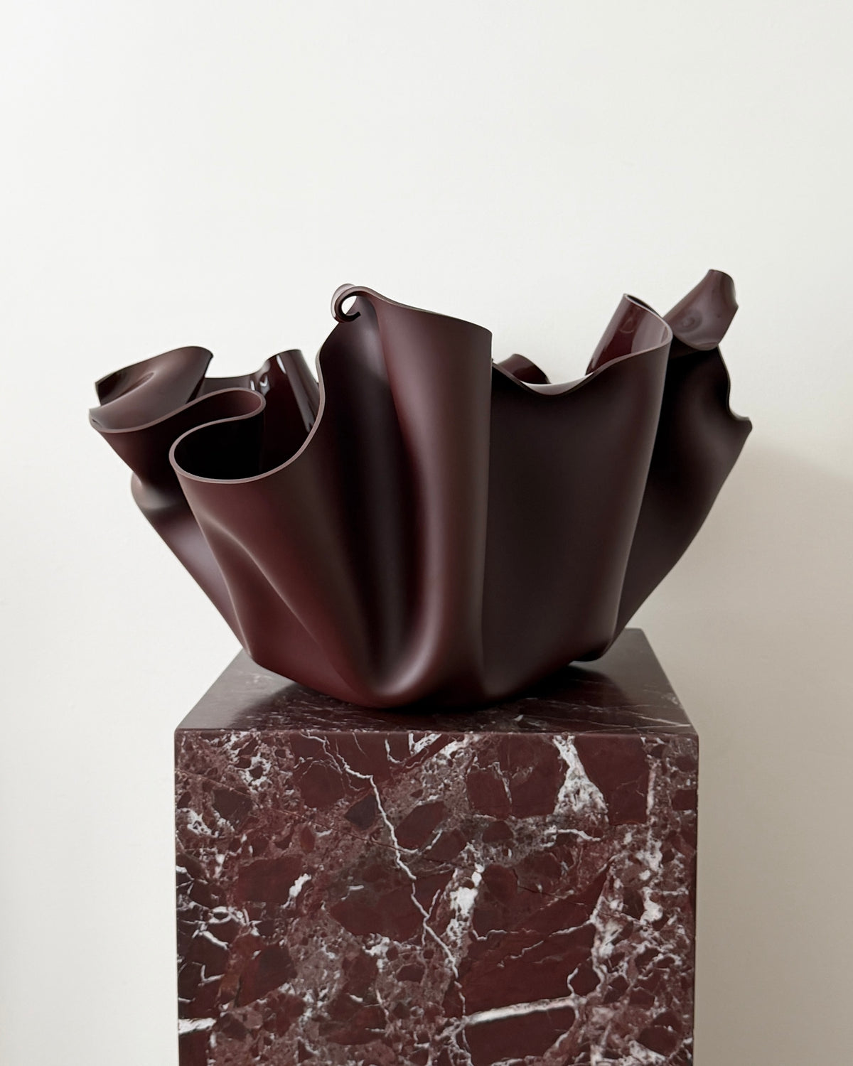 Chocolate-Burgundy Sculptural Vessel