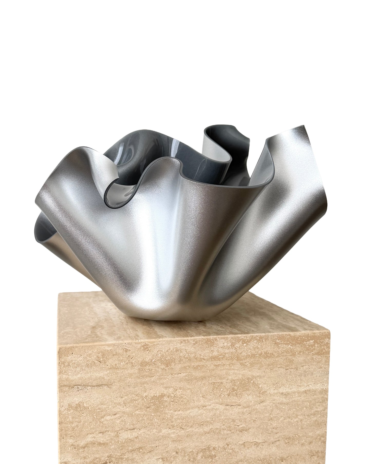 Silver Chrome-Look Sculptural Vessel