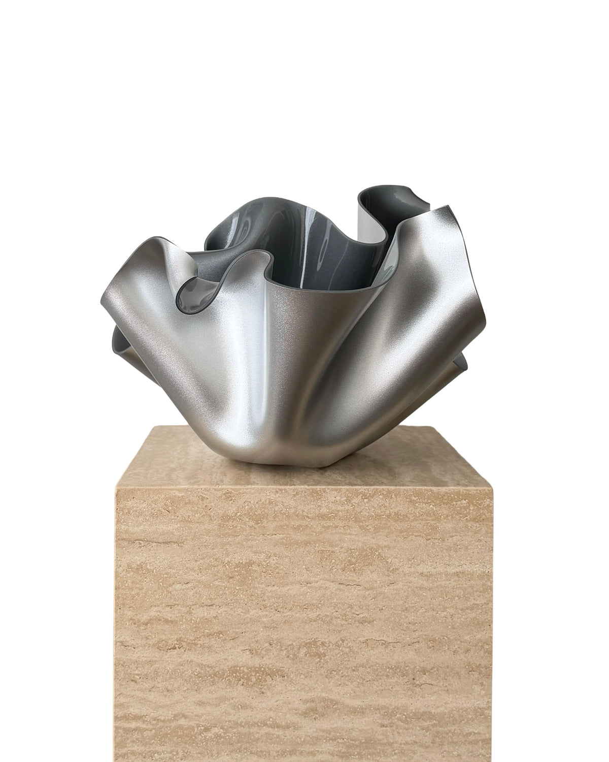 Silver Chrome-Look Sculptural Vessel
