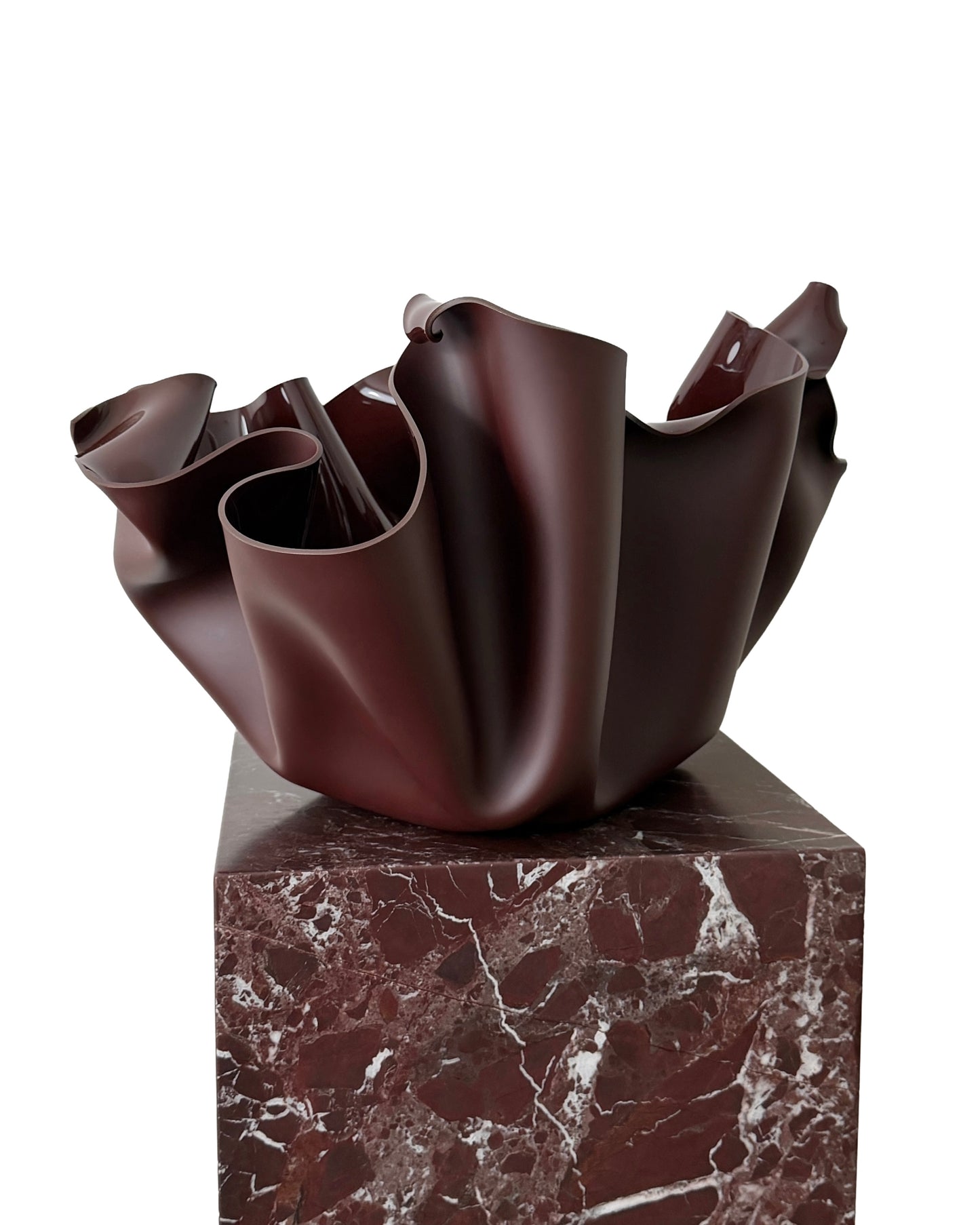 Chocolate-Burgundy Sculptural Vessel